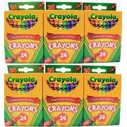 Crayola 24 Count Box of Crayons Non-Toxic Color Coloring School Supplies (6 Packs)